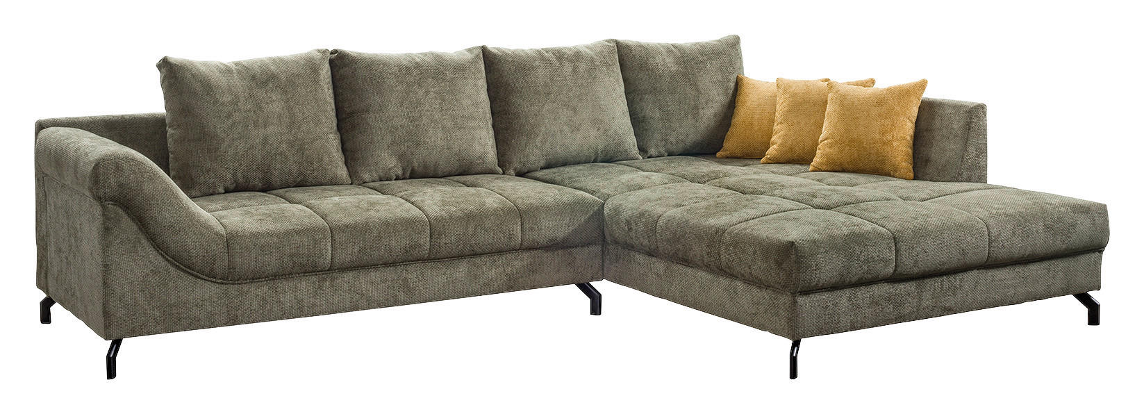 Ecksofa Paula_1 olive Microfaser B/H/T: ca. 306x92x203 cm Paula_1 - olive/schwarz (306,00/92,00/203,00cm)