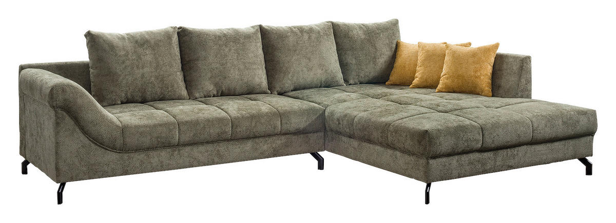 Ecksofa Paula olive Microfaser B/H/T: ca. 306x92x203 cm Paula - olive/schwarz (306,00/92,00/203,00cm)