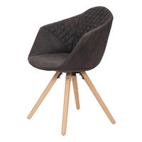 Stuhl Chadwick 100 2er braun Microfaser B/H/T: ca. 59x82x55 cm Chadwick 100 2er - braun/Eiche (59,00/82,00/55,00cm) - 360 Living