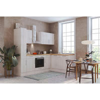 Respekta Winkelküche BERPL250LHWC weiß Lärche Nachbildung B/H/T: ca. 250x211x172 cm BERPL250LHWC - Eiche/weiß (250,00/211,00/172,00cm) - Respekta