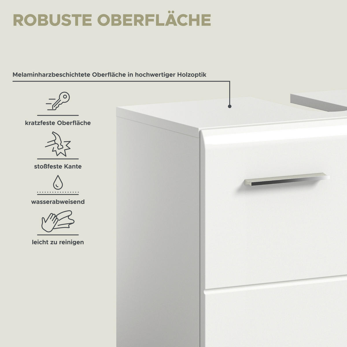 Badezimmer-Set Ice weiß weiß Hochglanz B/H/T: ca. 150x185x30 cm Ice - weiß (150,00/185,00/30,00cm) - xonox.home