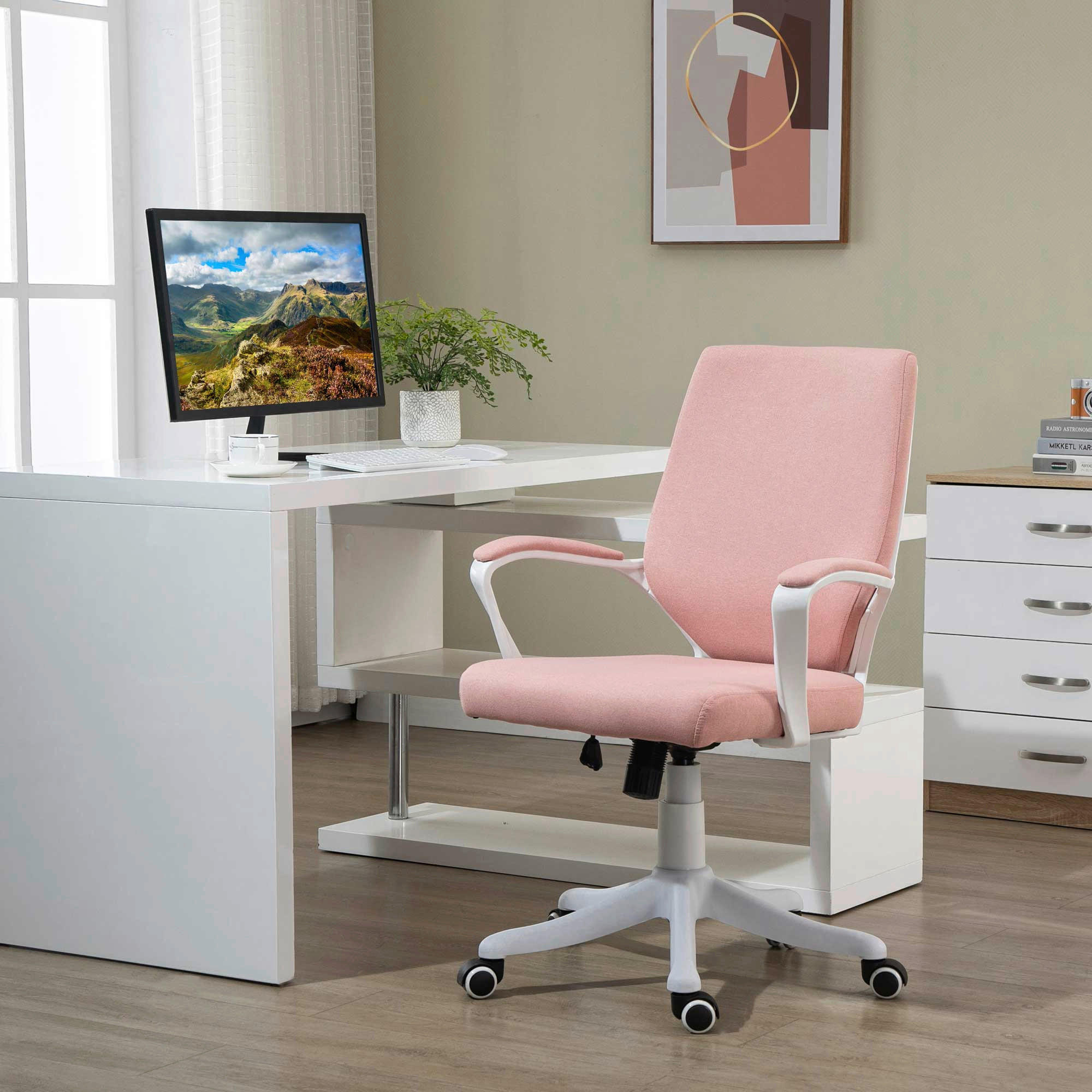 Drehstuhl 921-536PK rosa weiß 921-536PK - weiß/rosa (62,00/92,00/69,00cm) - Vinsetto