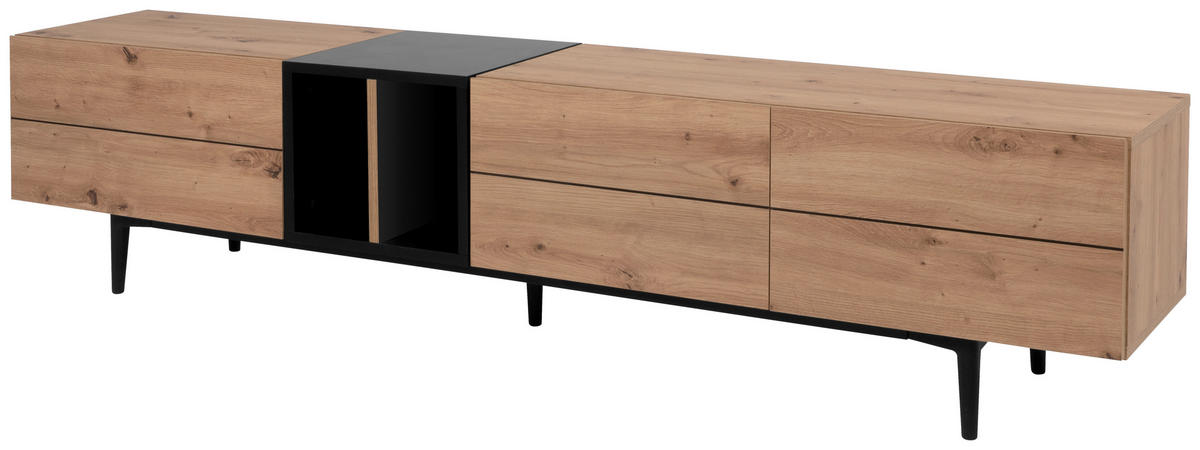 TV-Lowboard Nola B/H/T: ca. 195x48x37 cm Nola - Eiche/schwarz (195,00/48,00/37,00cm)