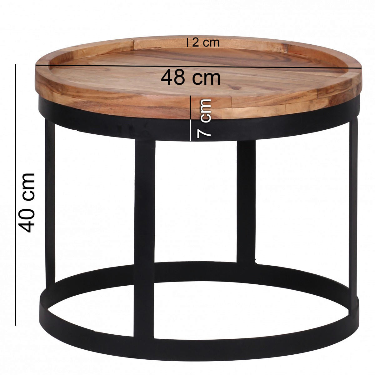 Beistelltisch 2er-Set. natur schwarz Akazie Metall 2er-Set. - natur/schwarz - Wohnling