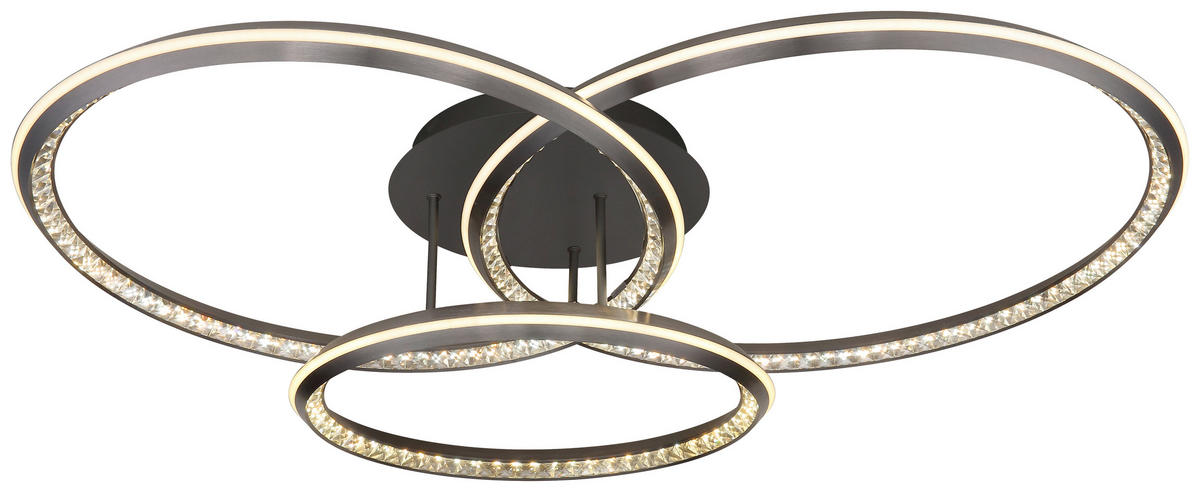 GLOBO LED-Deckenleuchte ALAINA 67329-72 Opal grau klar Kunststoff Metall B/H/L: ca. 109,5x20,5x80,5 cm 1 Brennstellen ALAINA - klar/Opal (80,50/109,50/20,50cm) - GLOBO
