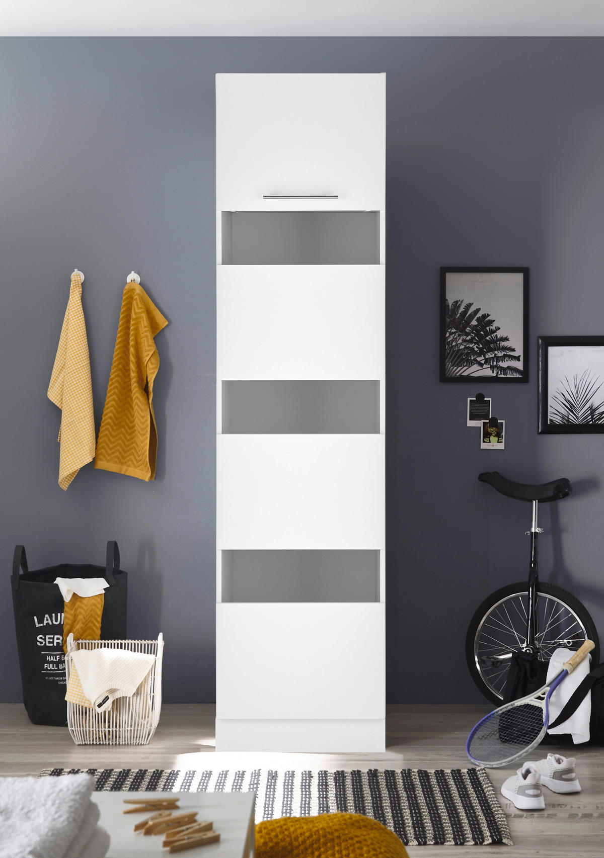 Respekta Wäscheschrank Clara weiß matt B/H/T: ca. 50x200x67,6 cm Clara - weiß (50,00/200,00/67,60cm) - Respekta