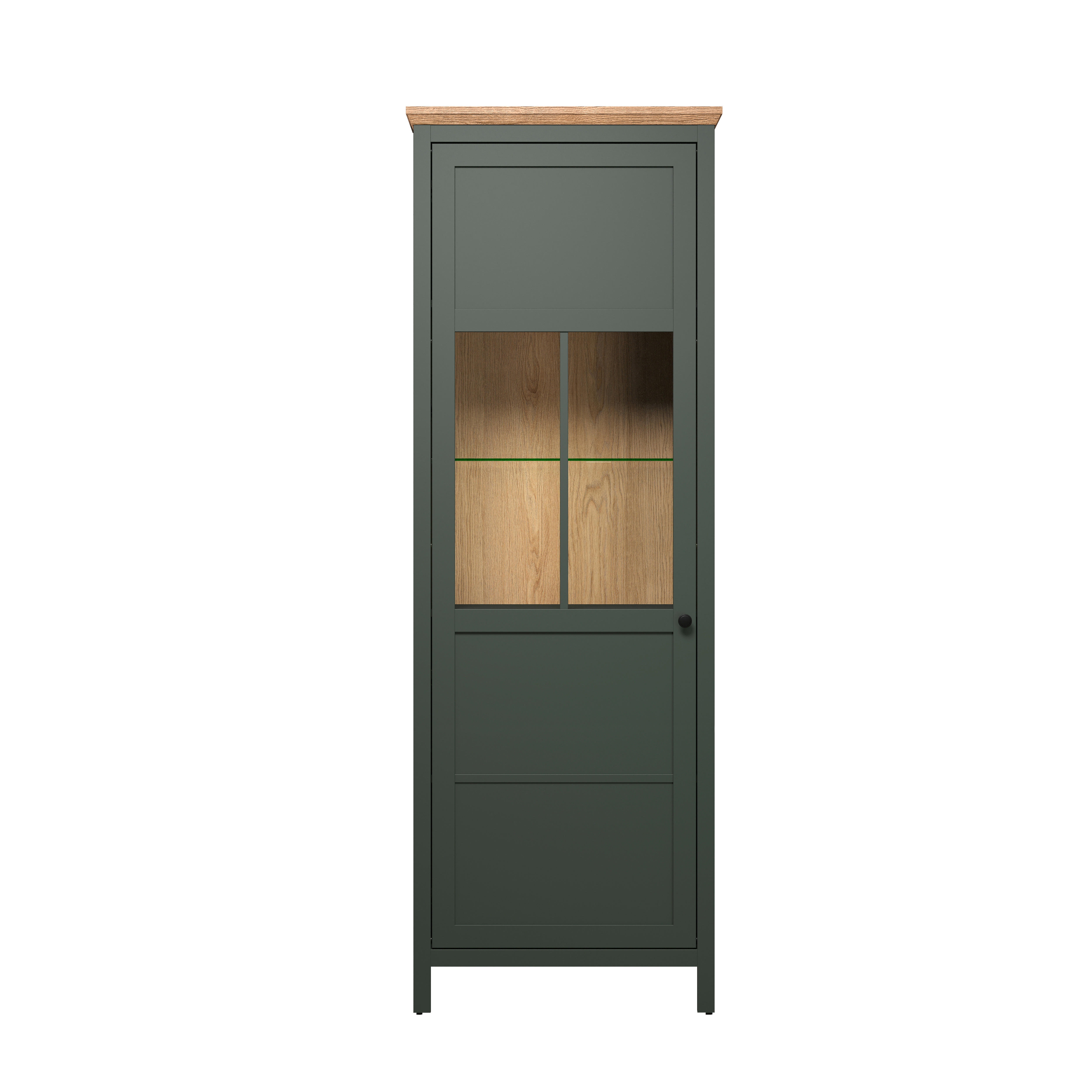 Vitrine Stanton tannengrün Eiche Evoke Coast Nachbildung B/H/T: ca. 69x198x39 cm Stanton - Eiche/tannengrün (69,00/198,00/39,00cm)