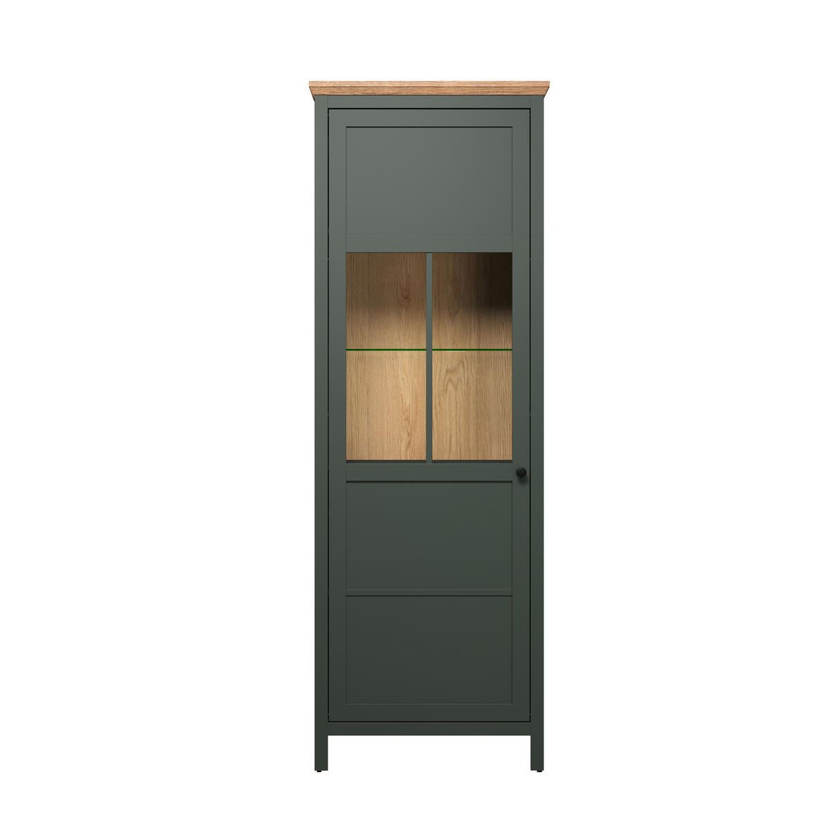 Vitrine Stanton tannengrün Eiche Evoke Coast Nachbildung B/H/T: ca. 69x198x39 cm Stanton - Eiche/tannengrün (69,00/198,00/39,00cm)