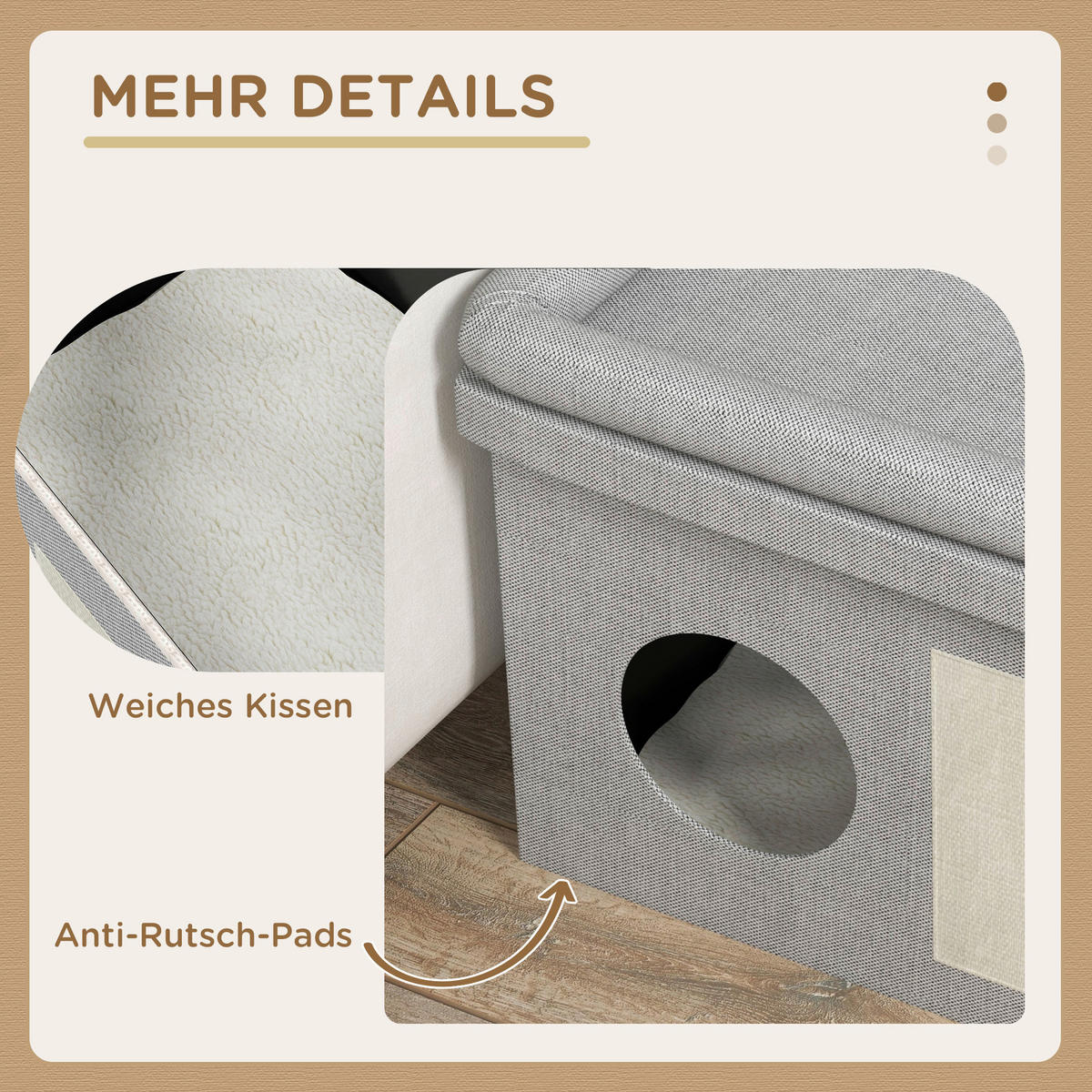 PawHut Katzen-Zubehör grau Spanplatte B/H/L: ca. 48x78x49,5 cm Katzenhöhle - grau (49,50/48,00/78,00cm) - PawHut