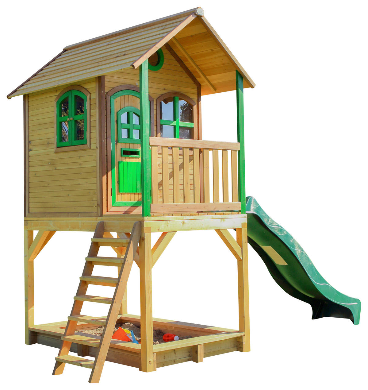 AXI Spielhaus Sarah braun B/H/L: ca. 370x291x191 cm Sarah - braun/grün (191,00/370,00/291,00cm) - AXI