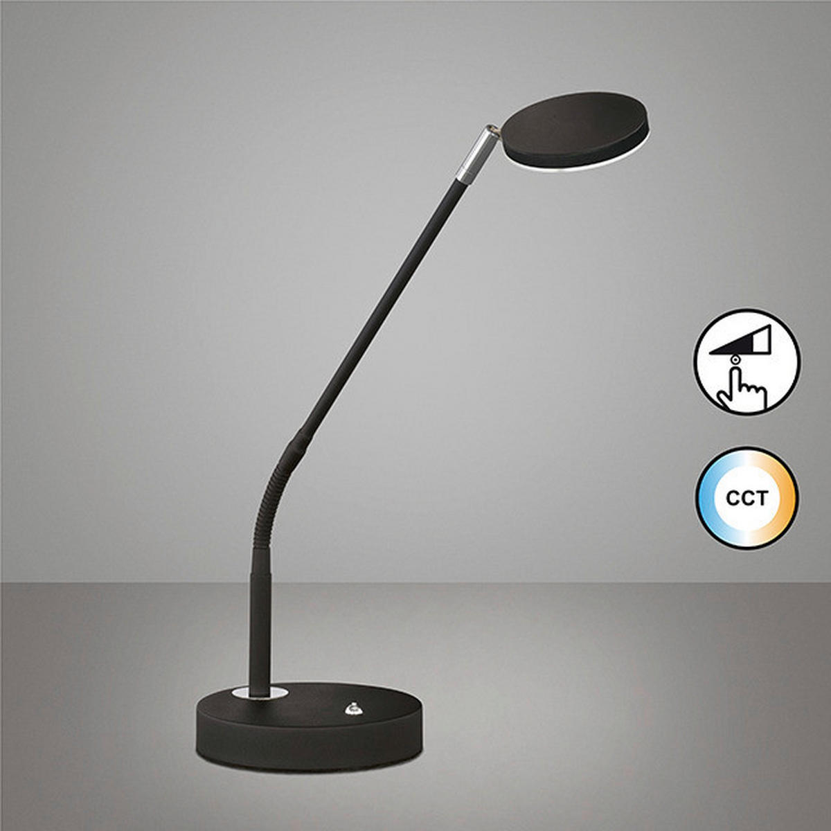 easy! by FHL Tischleuchte 850156 Luna schwarz Chrom Metall H/D: ca. 60x16 cm 1 Brennstellen Luna - schwarz/Chrom (16,00/60,00cm) - easy! by FHL