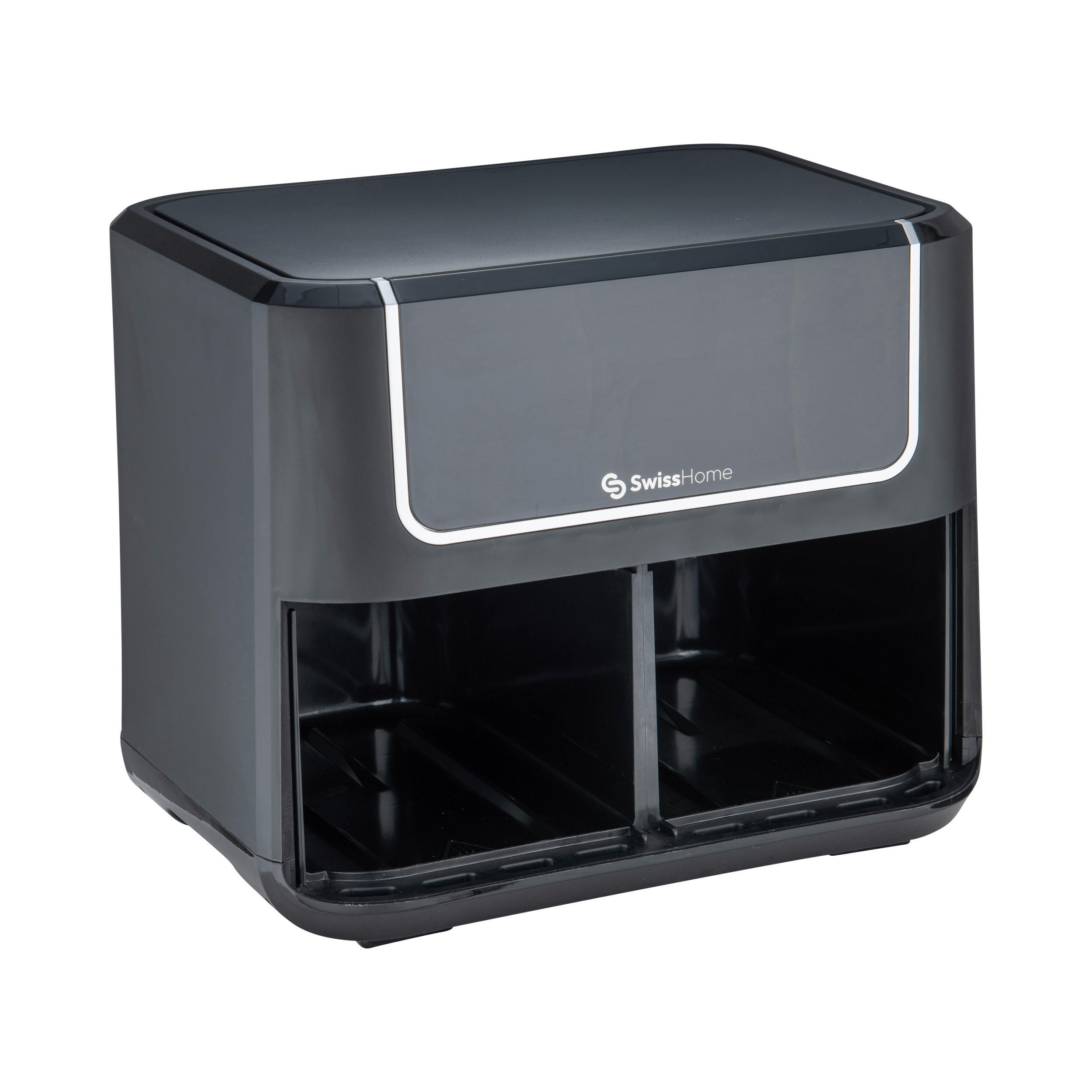 SWISS HOME Doppel-Heißluftfritteuse SH-6931 schwarz Kunststoff B/H/L: ca. 24x28x32 cm ca. 3 l BLACK DARK - schwarz (32,00/24,00/28,00cm) - SWISS HOME