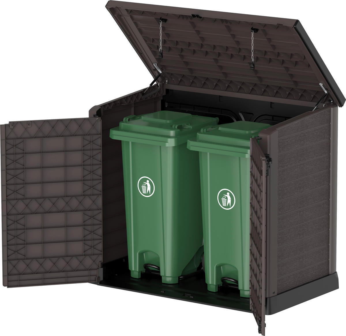 VCM Mülltonnenbox 2er StoreAway braun Kunststoff B/H/L: ca. 145x125x83 cm StoreAway - braun (83,00/145,00/125,00cm) - VCM