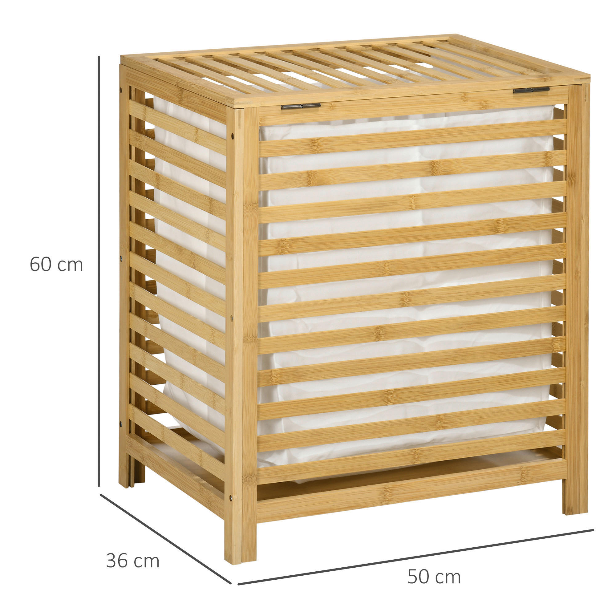 HOMCOM Wäschekorb natur Edelstahl B/H/L: ca. 36x60x50 cm Wäschekorb - natur (50,00/36,00/60,00cm) - HOMCOM