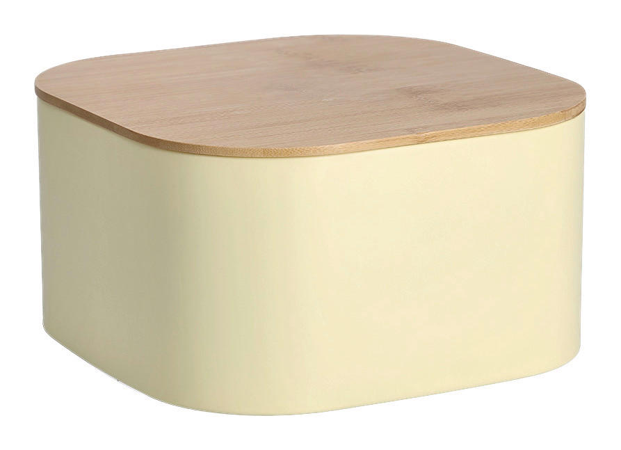 Zeller Brotkasten gelb Stahl B/H/L: ca. 27x15x27 cm Brotkasten_mit_Bambusdeckel - gelb (27,00/27,00/15,00cm) - Zeller