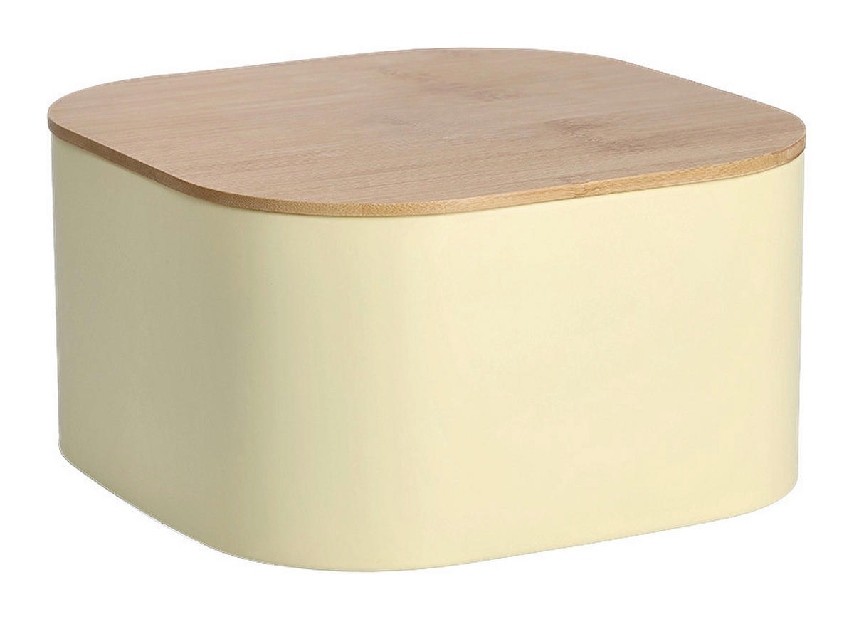 Zeller Brotkasten gelb Stahl B/H/L: ca. 27x15x27 cm Brotkasten_mit_Bambusdeckel - gelb (27,00/27,00/15,00cm) - Zeller
