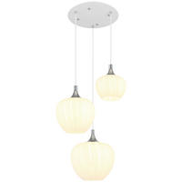 GLOBO Pendelleuchte Chrom weiß Opal Metall Glas H/D: ca. 120x48 cm E27 3 Brennstellen MAXY - weiß/Opal (48,00/120,00cm) - GLOBO