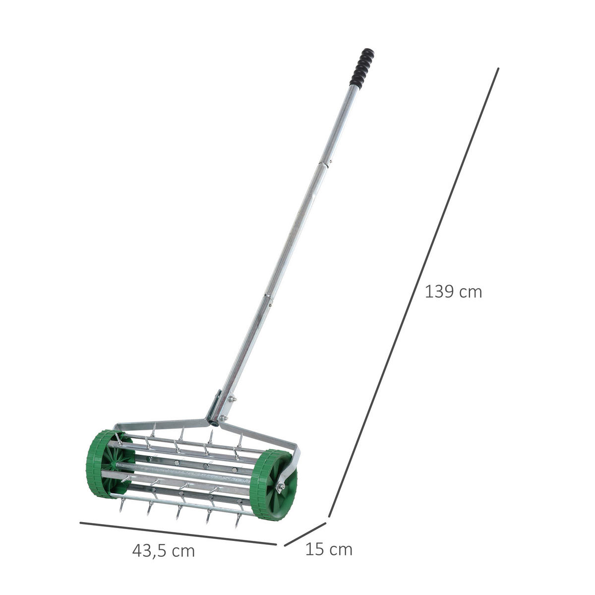 Outsunny Rasenbelüfter Rasenbelüfter 845-022 - grün/silber (135,00/13,00/15,00cm) - Outsunny
