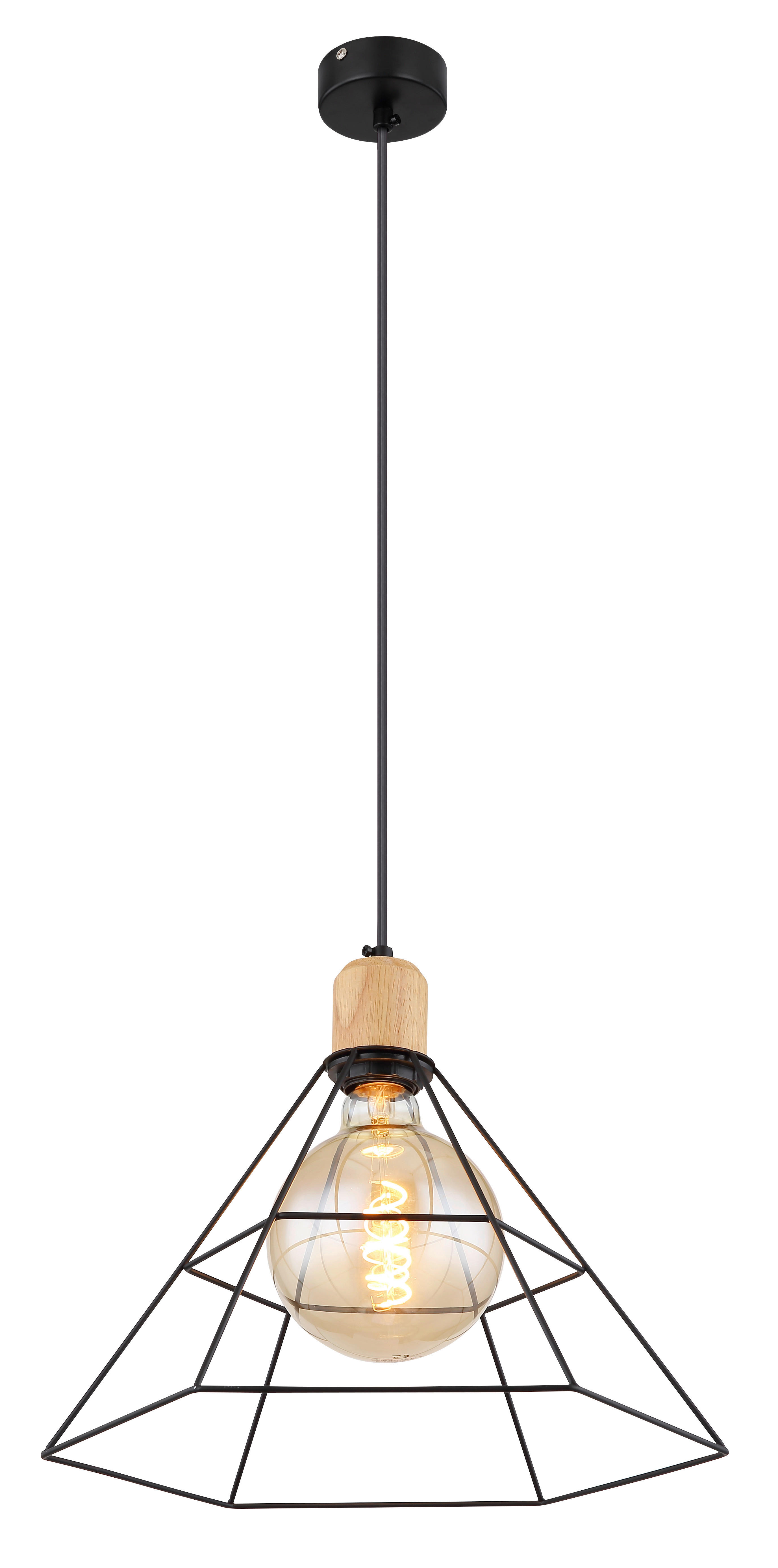 GLOBO Pendelleuchte schwarz Metall H/D: ca. 120x35 cm E27 1 Brennstellen HELENE - schwarz (35,00/120,00cm) - GLOBO