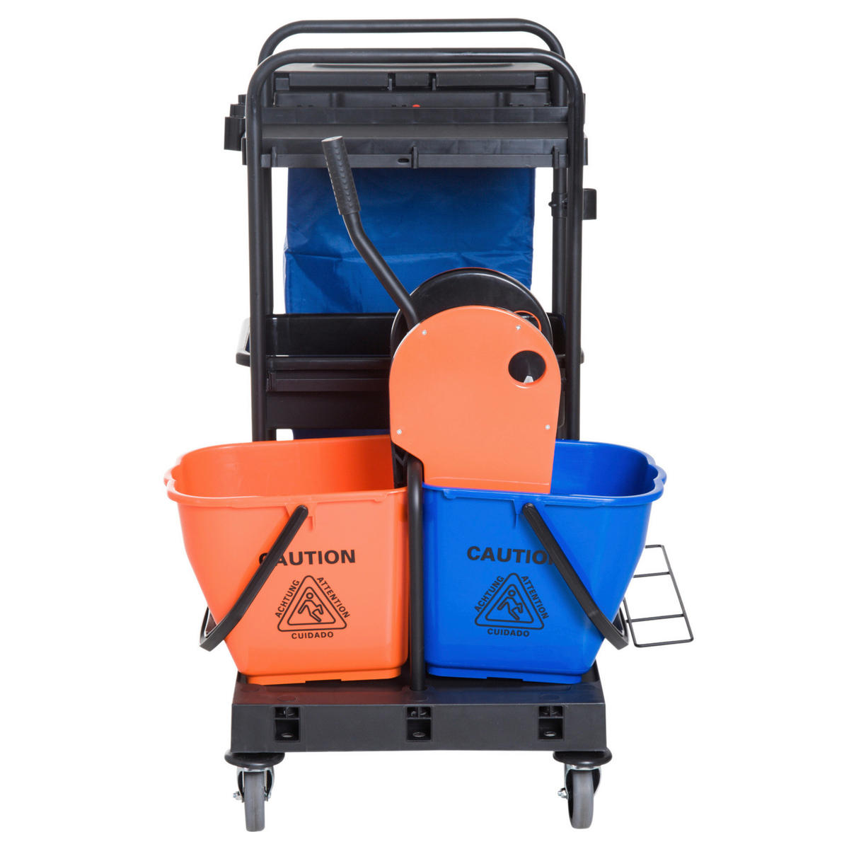HOMCOM Putzwagen schwarz Metall B/H/L: ca. 63x103x111 cm Putzwagen - blau/orange (111,00/63,00/103,00cm) - HOMCOM