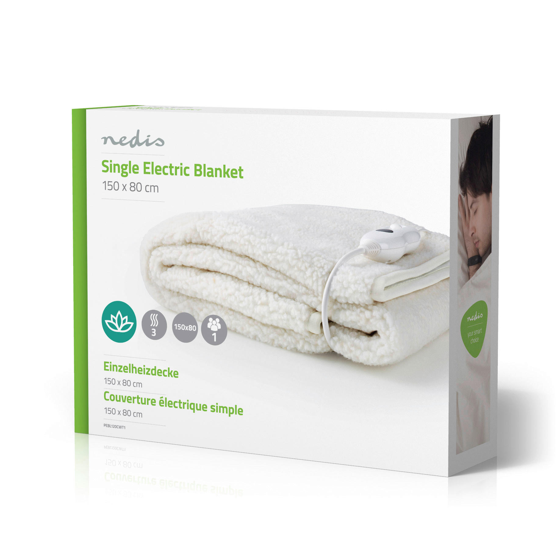 Nedis Elektrische Bettdecke weiß Polyester B/H/L: ca. 150x2x80 cm Elektrische_Bettdecke_Nedis - weiß (80,00/150,00/2,00cm) - Nedis