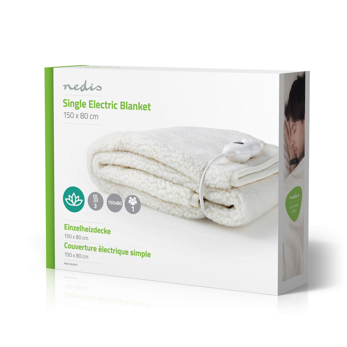 Nedis Elektrische Bettdecke weiß Polyester B/H/L: ca. 150x2x80 cm ca. 120 W Elektrische_Bettdecke_Nedis - weiß (80,00/150,00/2,00cm) - Nedis