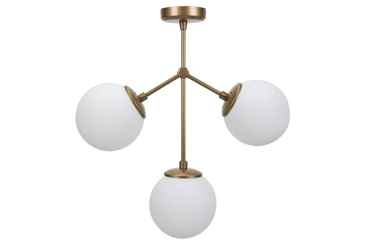 Opviq Deckenleuchte Damar gelb weiß Metall Glas B/H/T/L/D: ca. 15x43x15x43x15 cm E27 3 Brennstellen Damar - weiß/gelb (43,00/15,00/43,00cm) - Opviq