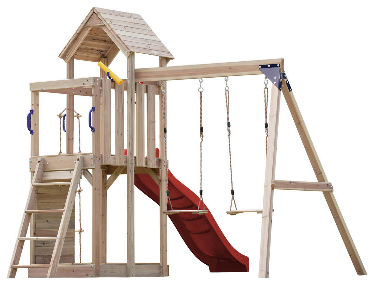 AXI Spielturm Moos braun B/H/L: ca. 342x267x375 cm Moos - braun/rot (375,00/342,00/267,00cm) - AXI