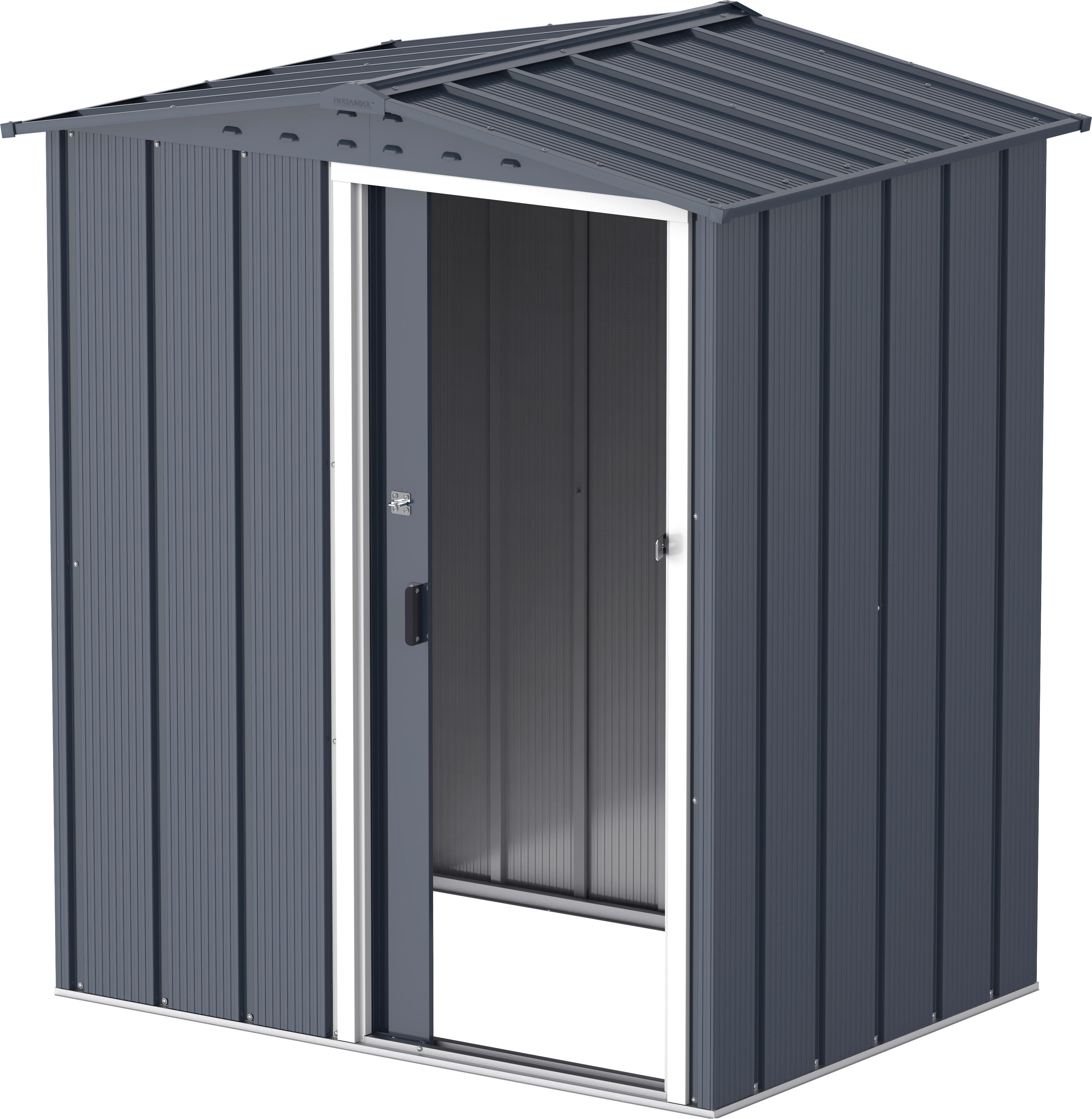 VCM Gerätehaus anthrazit Metall B/H/L: ca. 163x182x112 cm Gerätehaus mit Schiebetür - anthrazit (112,00/163,00/182,00cm) - VCM