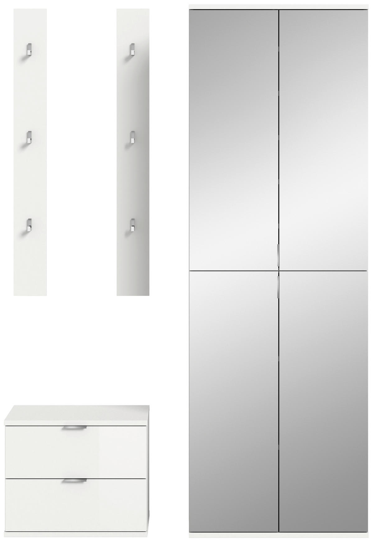 Garderobe PROJEKT X weiß weiß Hochglanz B/H/T: ca. 128x191x37 cm PROJEKT X - weiß (128,00/191,00/37,00cm) - xonox.home