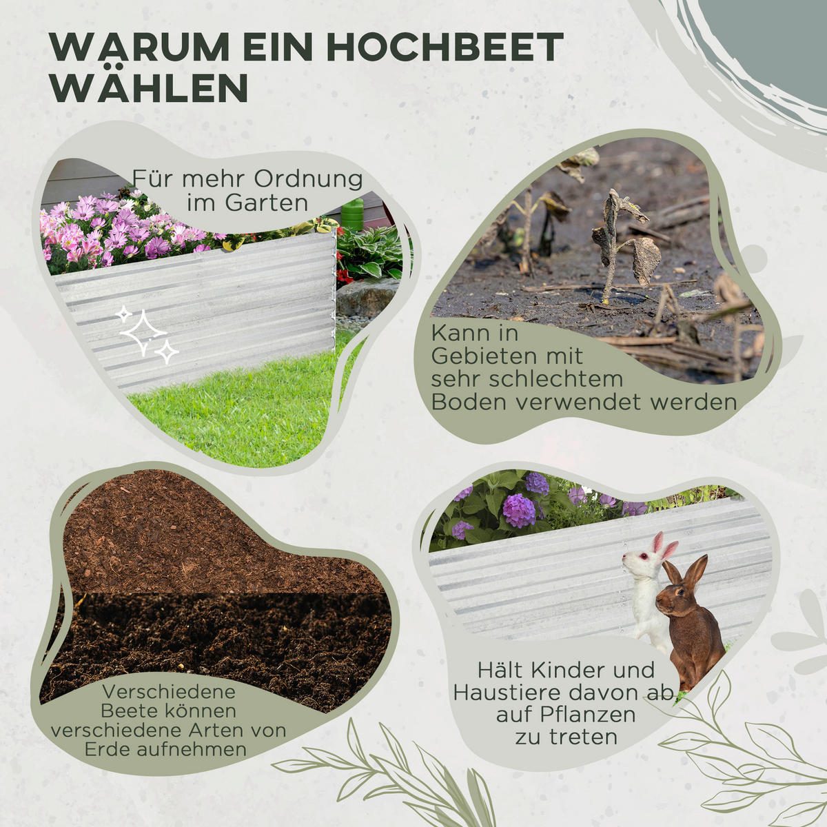Outsunny Hochbeet silber Stahl B/H/L: ca. 90x59x180 cm Hochbeet - silber (180,00/90,00/59,00cm) - Outsunny