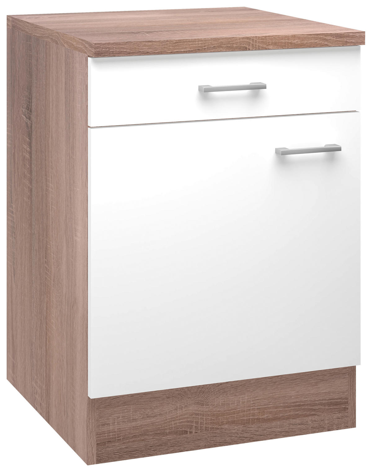 Unterschrank Samoa weiß Eiche Nachbildung B/H/T: ca. 60x85x60 cm Samoa - Eiche/weiß (60,00/85,00/60,00cm) - Flex-Well