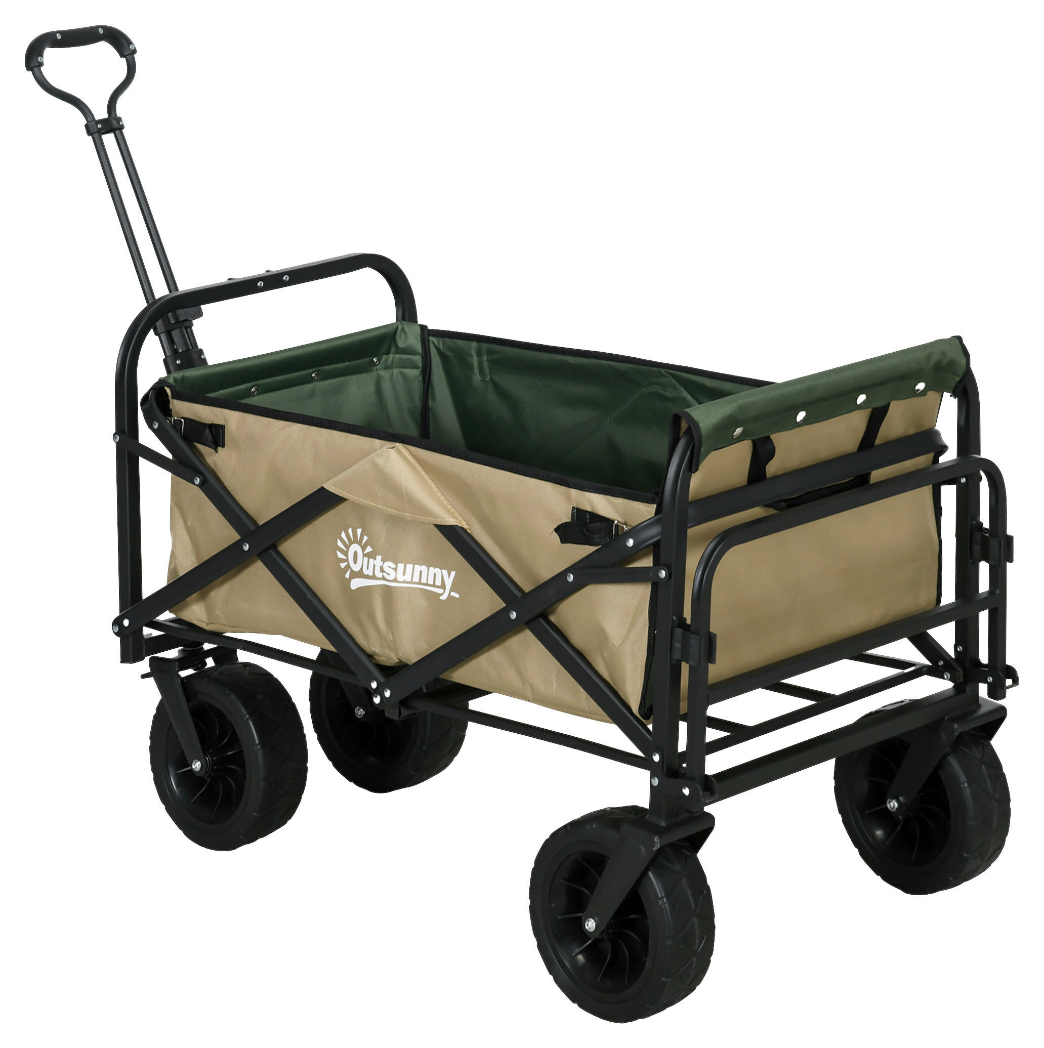 Outsunny Bollerwagen khaki B/H/L: ca. 57x94x100 cm Bollerwagen - khaki (100,00/57,00/94,00cm) - Outsunny