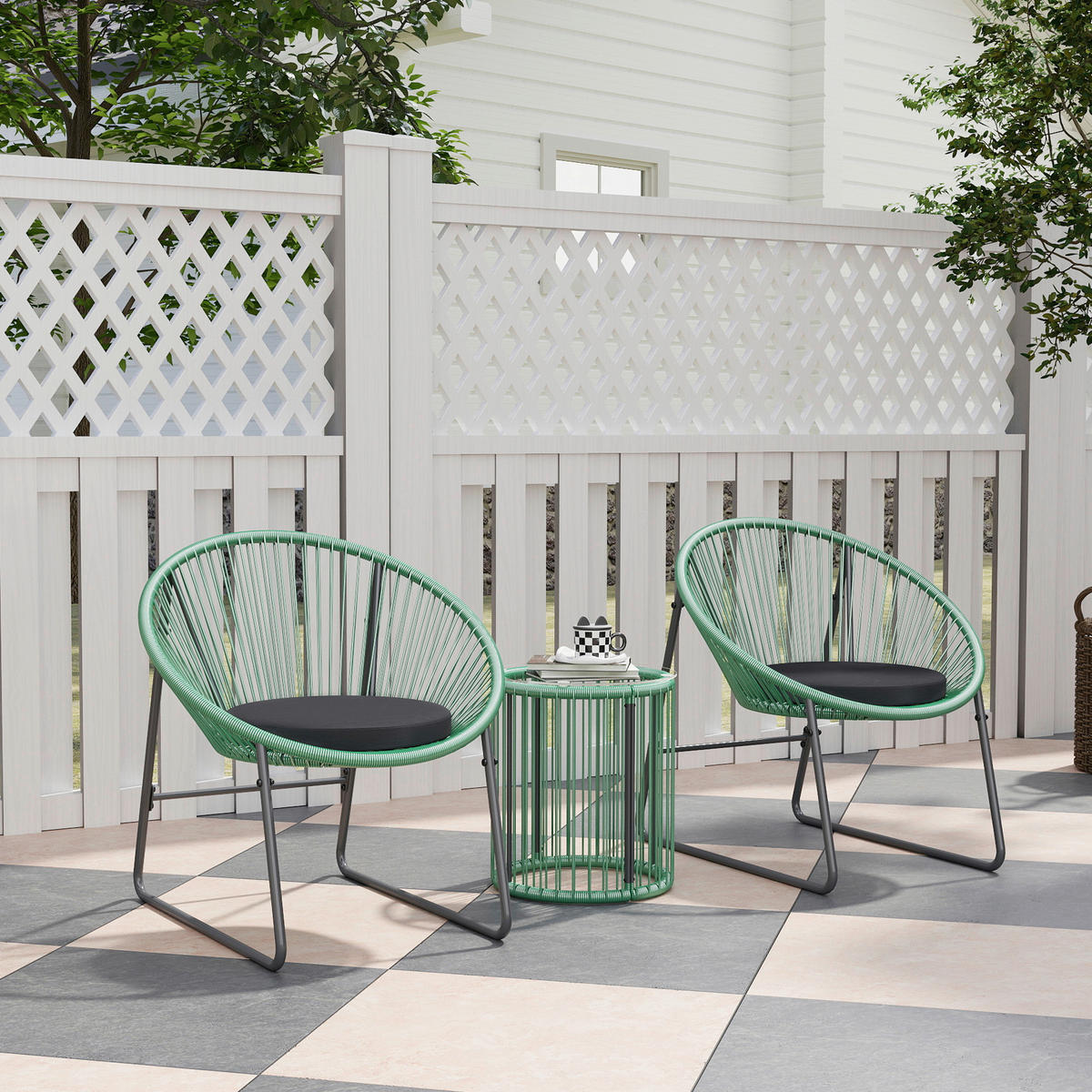 Outsunny Balkonmöbel-Set grün Polyethylen B/H/L: ca. 72x77x73 cm Balkonmöbel Set - grün (73,00/72,00/77,00cm) - Outsunny