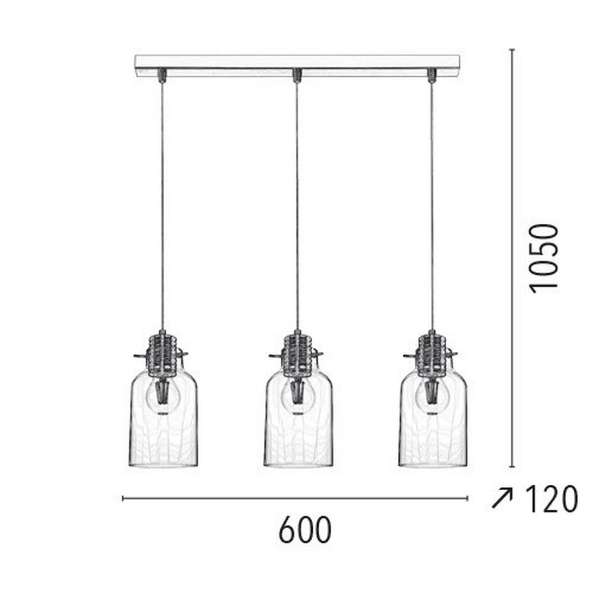 SPOT Light Pendelleuchte Alessandro 1760302 silber transparent Metall Glas B/H/T: ca. 60x105x12 cm E27 3 Brennstellen Alessandro - silber/transparent (60,00/105,00/12,00cm) - SPOT Light