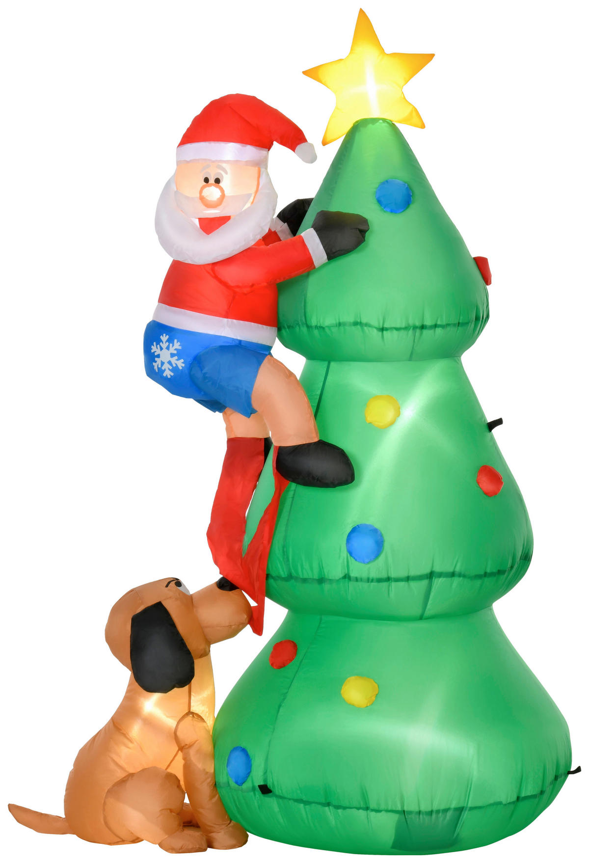 HOMCOM Aufblasartikel Aufblasbare_Weihnachtsdekoration - grün (180,00/85,00/123,00cm) - HOMCOM