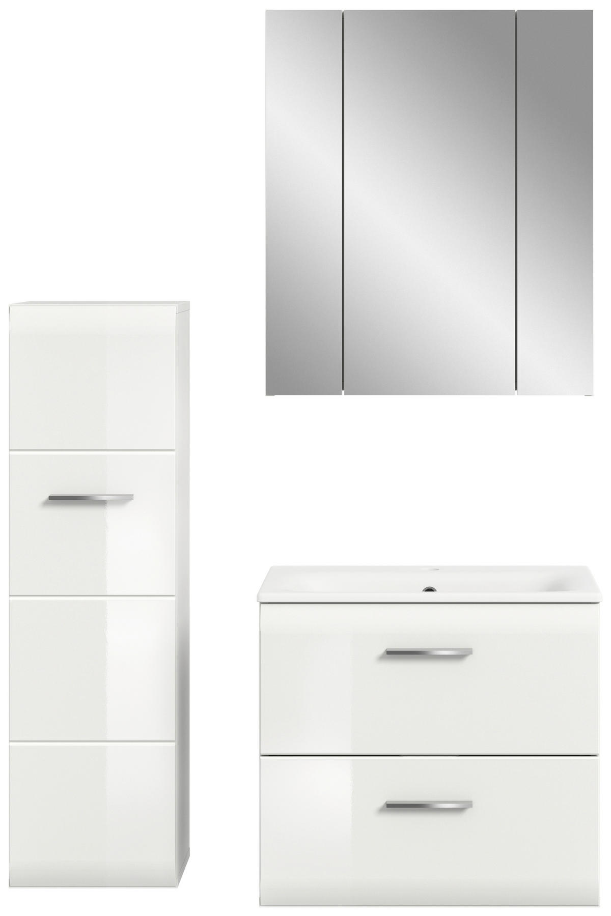 Badezimmer-Set Ice weiß weiß Hochglanz B/H/T: ca. 105x185x46 cm Ice - weiß (105,00/185,00/46,00cm) - xonox.home