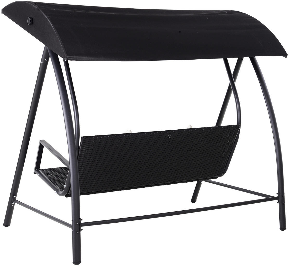 Outsunny Hollywoodschaukel schwarz Polyrattan B/H/L: ca. 124x179x198 cm Hollywoodschaukel_mit_Kissen - schwarz (198,00/124,00/179,00cm) - Outsunny