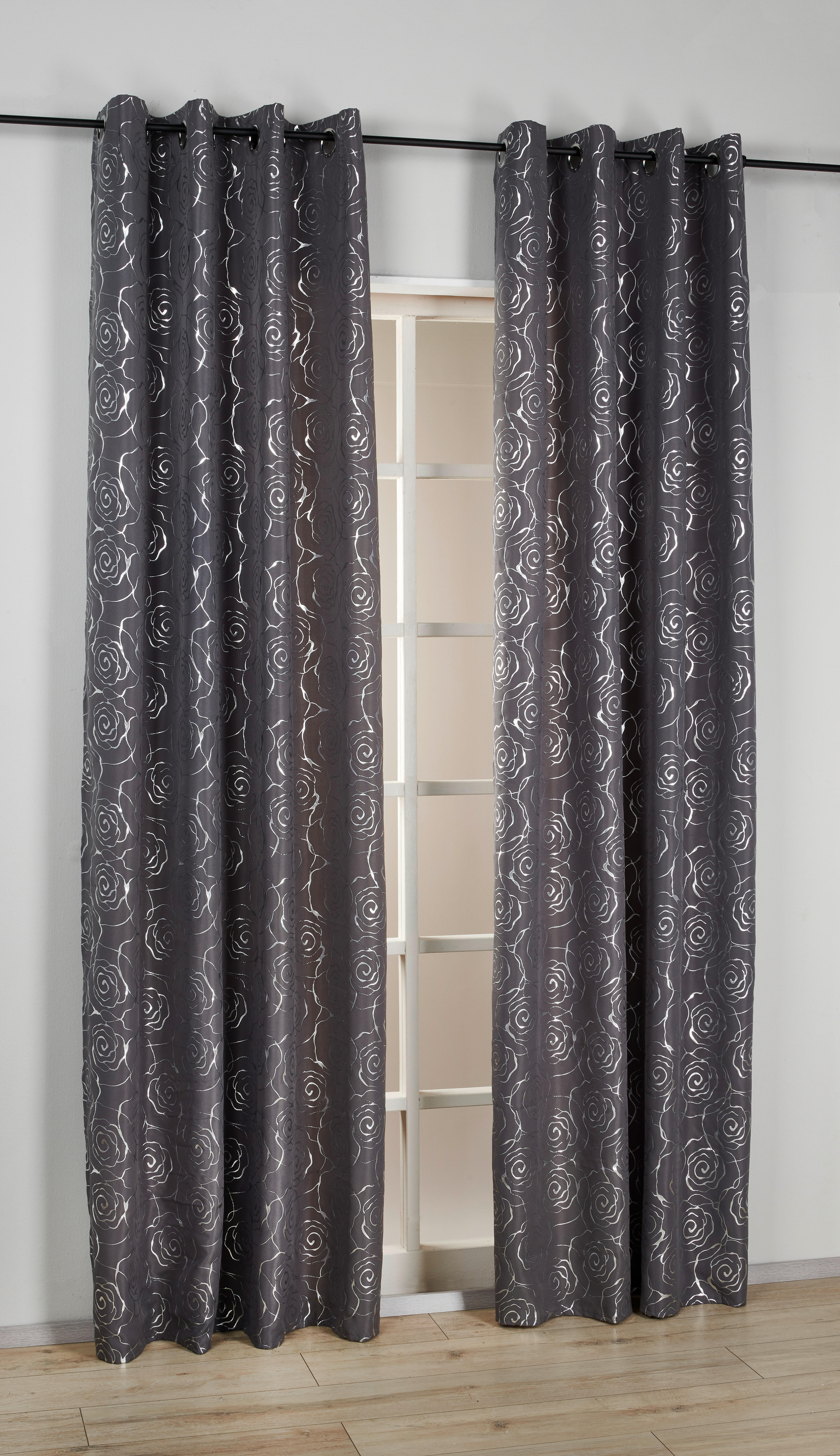 silver edition Ösenvorhang Glamour grau B/L: ca. 135x245 cm Glamour - grau (135,00/245,00cm) - silver edition