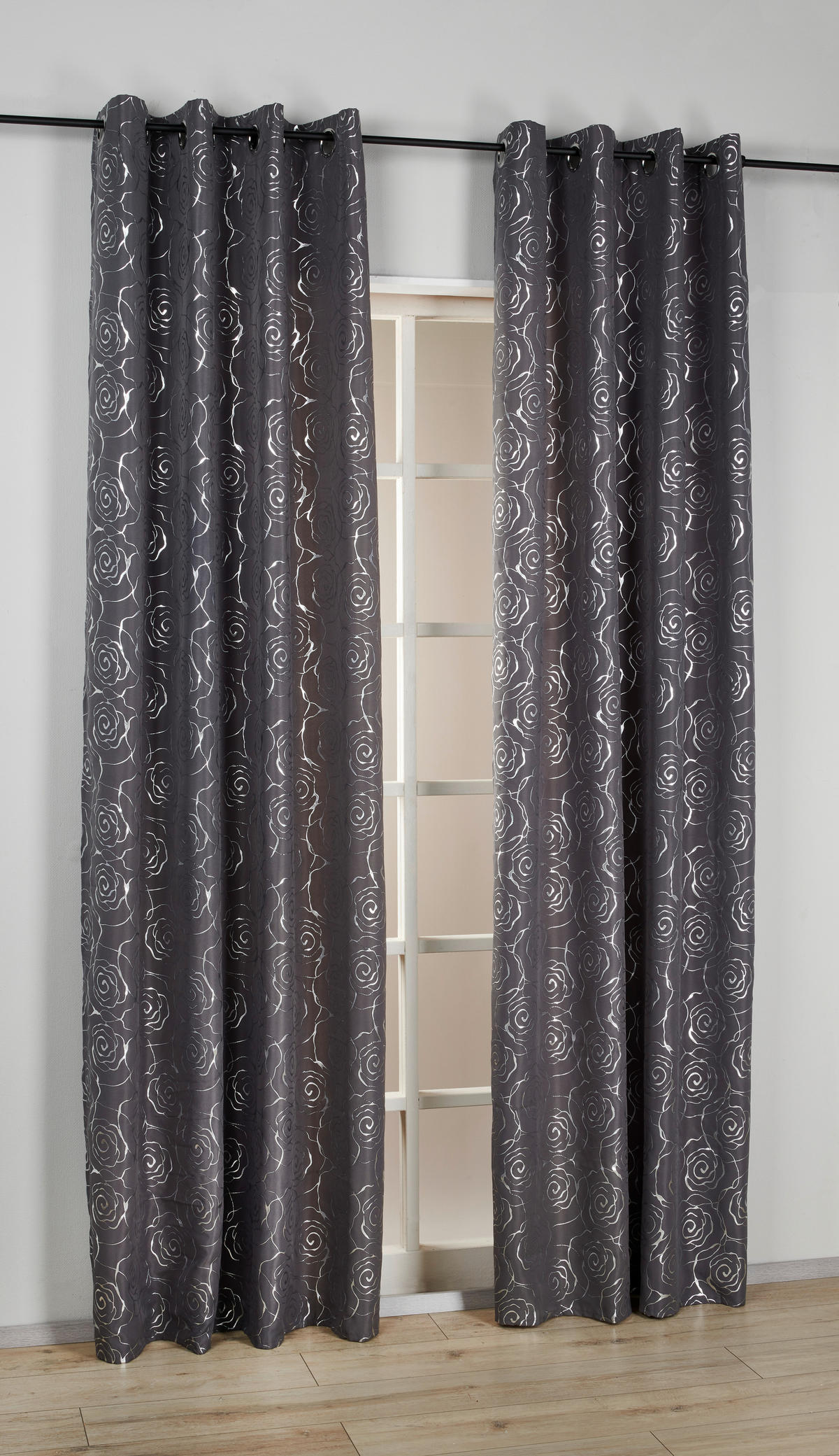 silver edition Ösenvorhang Glamour grau B/L: ca. 135x245 cm Glamour - grau (135,00/245,00cm) - silver edition