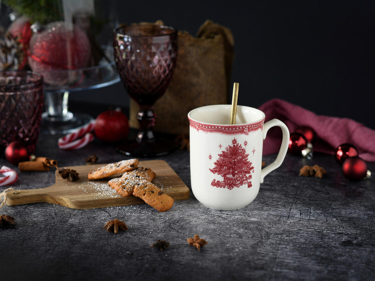 CreaTable Kombiservice Tannenbaum rot Steingut 16 tlg. Tannenbaum - rot - CreaTable