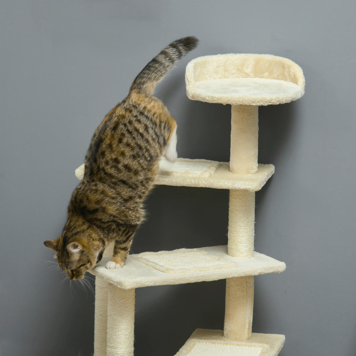 PawHut Katzenkratzbaum beige Spanplatte B/H/L: ca. 50x100x50 cm Katzenkratzbaum - beige (50,00/50,00/100,00cm) - PawHut