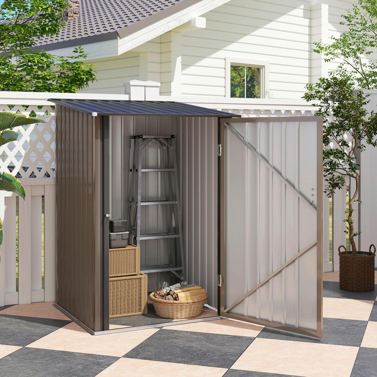 Outsunny Gerätehaus braun B/H/L: ca. 103x160x100 cm Gerätehaus - braun (100,00/103,00/160,00cm) - Outsunny
