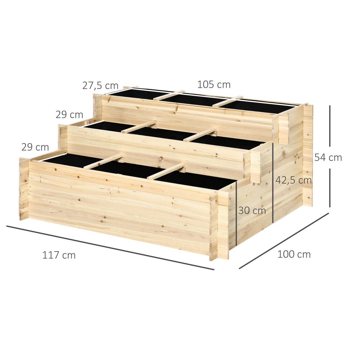 Outsunny Hochbeet natur Holz B/H/L: ca. 100x54x117 cm Hochbeet - natur (117,00/100,00/54,00cm) - Outsunny