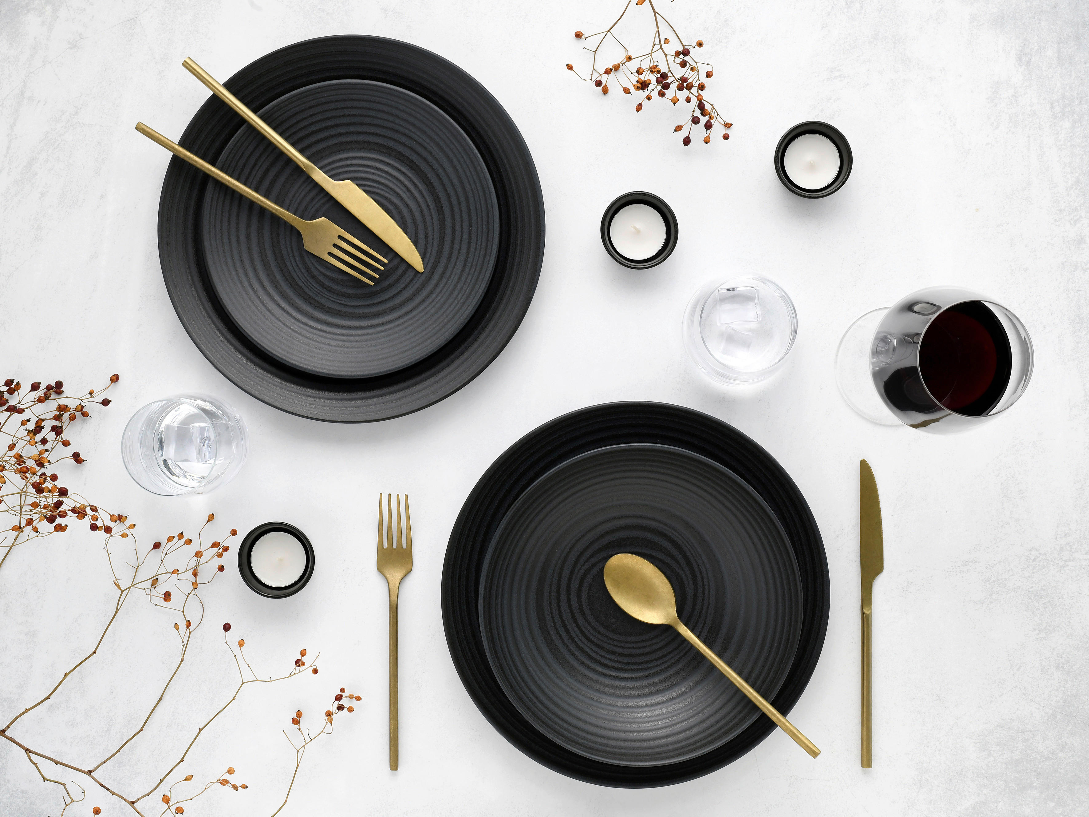 CreaTable Kombiservice Lava Stone schwarz Steinzeug 24 tlg. Lava Stone - schwarz - CreaTable