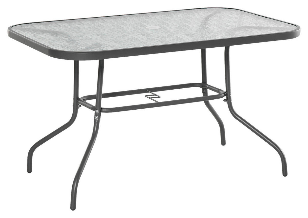 Outsunny Gartentisch grau Glas B/H/L: ca. 80x70x120 cm Gartentisch - grau (120,00/80,00/70,00cm) - Outsunny