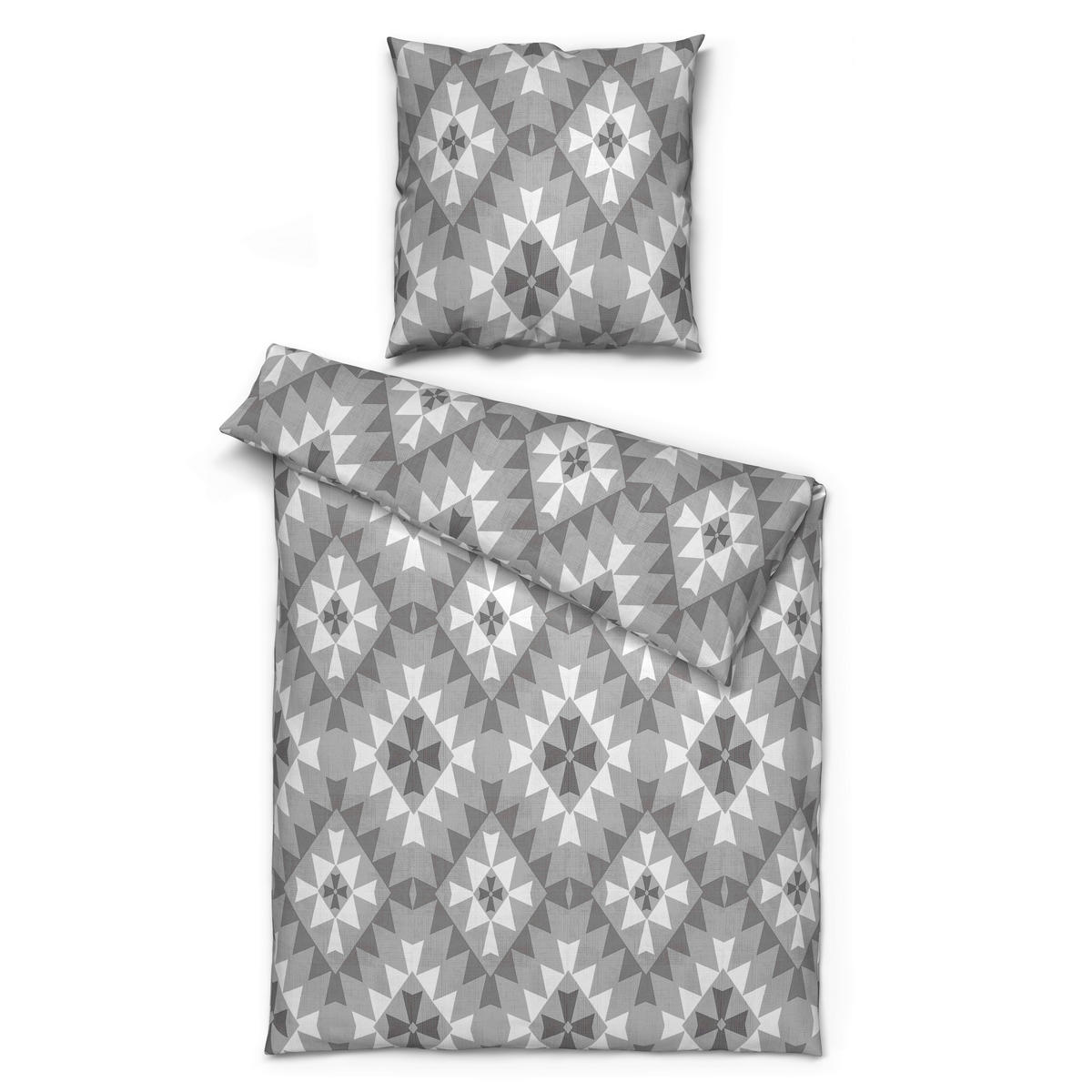 Baumwoll Bettwäsche Renforce Bettwäsche_Renforce Raute grau - grau (135,00/200,00cm)