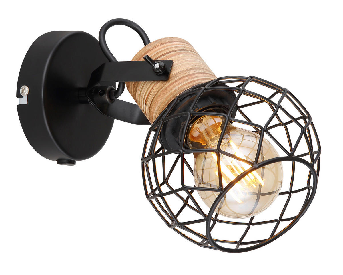 GLOBO Spot schwarz Metall B/H: ca. 12x17,5 cm E27 1 Brennstellen LACKY - schwarz (12,00/17,50cm) - GLOBO