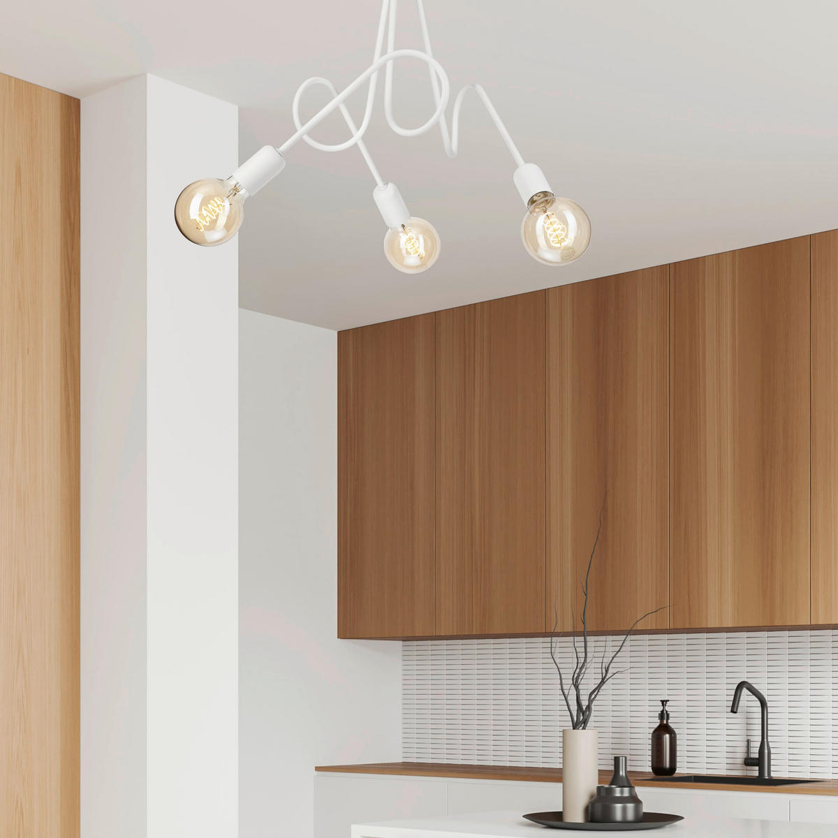 Lamkur Kronleuchter weiß Stahl B/H/L: ca. 39x54x54 cm E27 3 Brennstellen Lizzy - weiß (54,00/39,00/54,00cm) - Lamkur