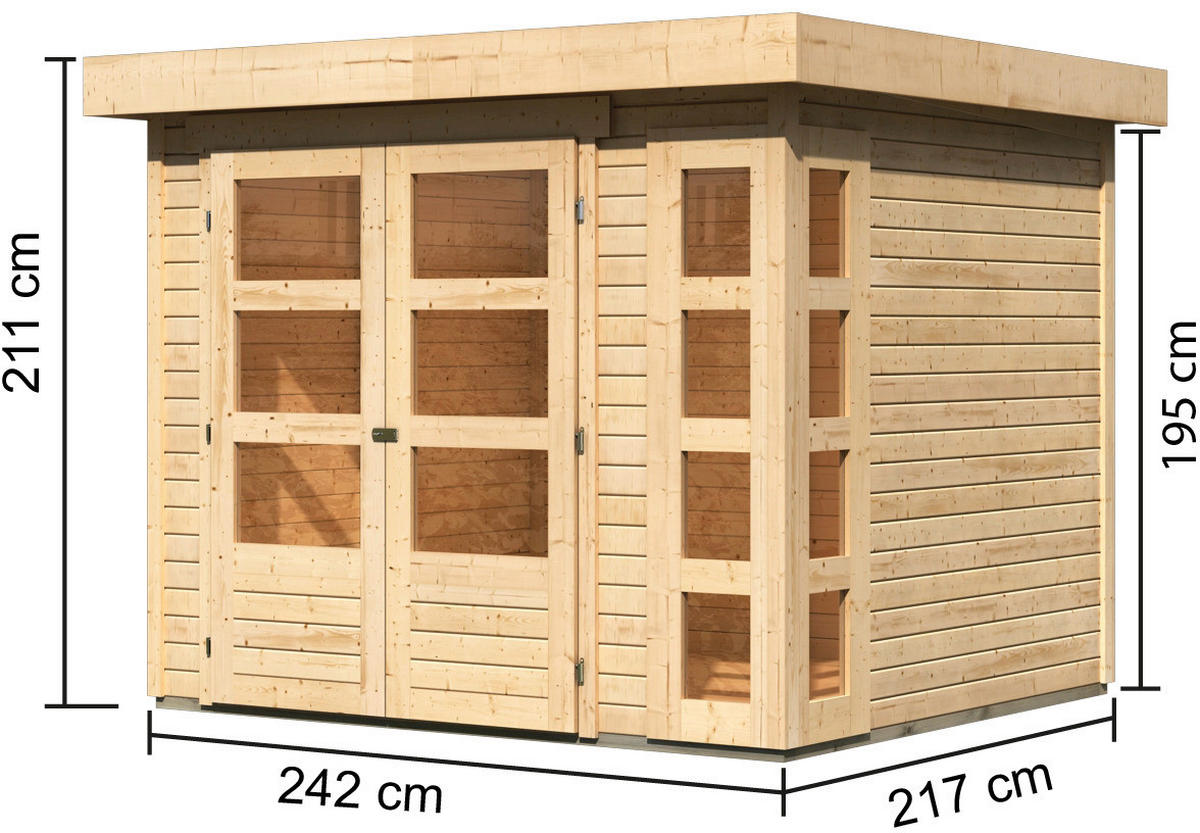 Karibu Gartenhaus Felipo 1 natur B/H/T: ca. 242x217x211 cm Felipo 1 - natur (242,00/217,00/211,00cm) - Karibu